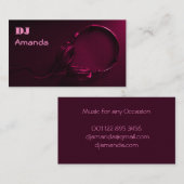 Dunkelrosa Kopfhörer DJs Visitenkarte (Vorne/Hinten)