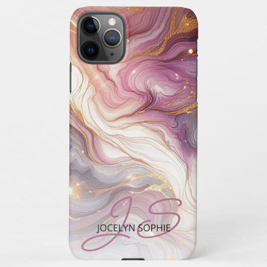 Dunkelrosa Lila Gold Weißes Marmormuster Art Muste iPhone Hülle (Rückseite)