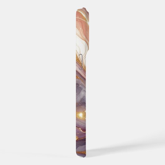 Dunkelrosa Lila Gold Weißes Marmormuster Art Muste iPhone Hülle (Rechte Seite)