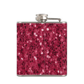 Dunkelrosa Magenta-Imitate Glitzern Monogramm Flachmann (Rückseite)