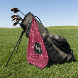 Dunkelrosa Magenta-Imitate Glitzern Monogramm Golfhandtuch