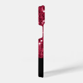 Dunkelrosa Magenta-Imitate Glitzern Monogramm iPhone Hülle (Rechte Seite)