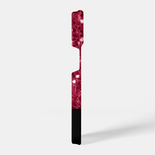 Dunkelrosa Magenta-Imitate Glitzern Monogramm iPhone Hülle (Rechte Seite)