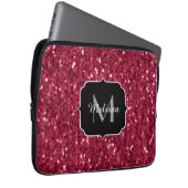 Dunkelrosa Magenta-Imitate Glitzern Monogramm Laptopschutzhülle (Vorne Rechts)