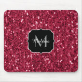 Dunkelrosa Magenta-Imitate Glitzern Monogramm Mousepad (Vorne)