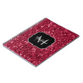 Dunkelrosa Magenta-Imitate Glitzern Monogramm Notizblock (Linke Seite)