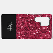 Dunkelrosa Magenta-Imitate Glitzern Monogramm Samsung Galaxy Hülle (Rückseite (Horizontal))