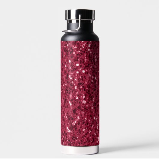 Dunkelrosa Magenta-Imitate Glitzern Monogramm Trinkflasche (Rechts)