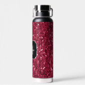 Dunkelrosa Magenta-Imitate Glitzern Monogramm Trinkflasche (Rückseite)