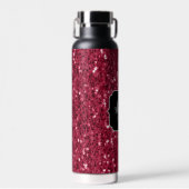 Dunkelrosa Magenta-Imitate Glitzern Monogramm Trinkflasche (Vorne)
