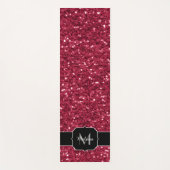 Dunkelrosa Magenta-Imitate Glitzern Monogramm Yogamatte (Vorderseite)