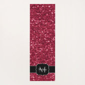 Dunkelrosa Magenta-Imitate Glitzern Monogramm Yogamatte (Rückseite)