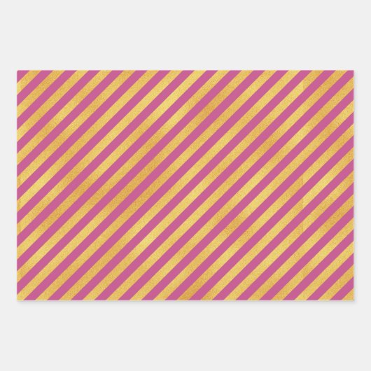 Dunkelrosa mit goldenen Farbmustern Geschenkpapier Set (Vorderseite 3)