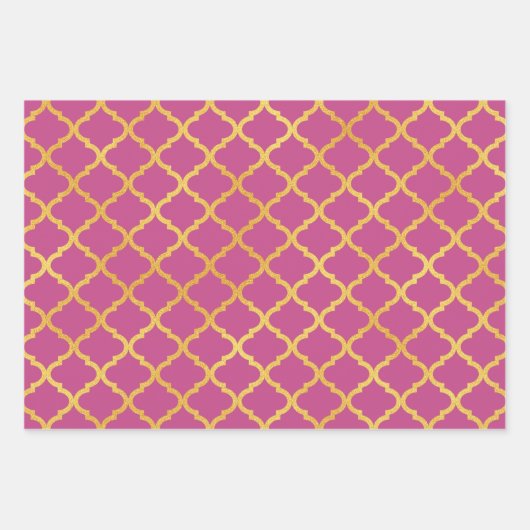 Dunkelrosa mit goldenen Farbmustern Geschenkpapier Set (Vorderseite)