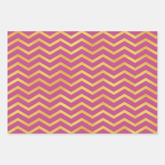 Dunkelrosa mit goldenen Farbmustern Geschenkpapier Set (Vorderseite 3)