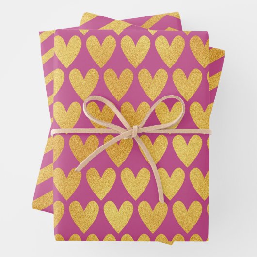 Dunkelrosa mit goldenen Farbmustern Geschenkpapier Set (Beispiel)