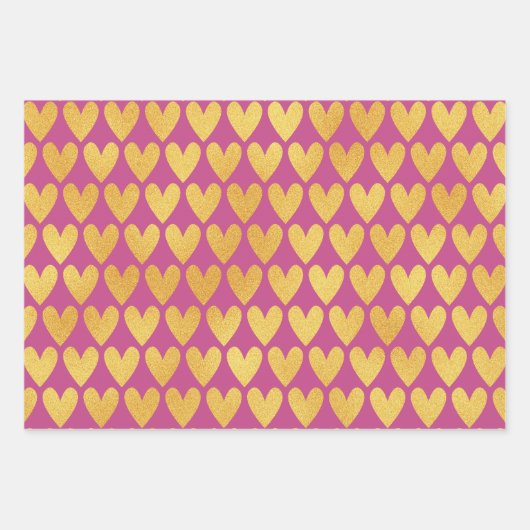 Dunkelrosa mit goldenen Farbmustern Geschenkpapier Set (Vorderseite)