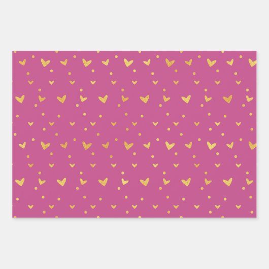 Dunkelrosa mit goldenen Farbmustern Geschenkpapier Set (Vorderseite)