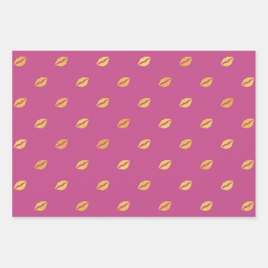 Dunkelrosa mit goldenen Farbmustern Geschenkpapier Set (Vorderseite)