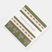 Dunkelrosa mit grünem Olivenöl Serviette (Ecke)
