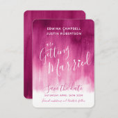 Dunkelrosa moderne abstrakte Kunst speichert Datum Save The Date (Vorne/Hinten)