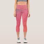 Dunkelrosa-orange-glänzende Glitzer Capri Leggings (Vorderseite)