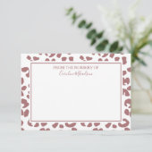 Dunkelrosa Personalisierter Leopard Dankeskarte (Stehend Vorderseite)