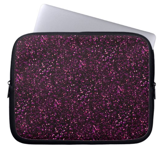Dunkelrosa Posh Glitzer Laptopschutzhülle (Vorderseite)