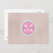 dunkelrosa Punkte hellrosa Monogramm Postkarte (Vorne/Hinten)