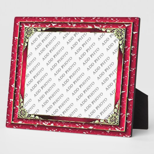 Dunkelrosa Rahmen mit Silver Blume Foto Plaque hin (Seite)