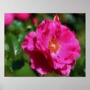 Dunkelrosa Rose Blume Art Foto Malerei Poster