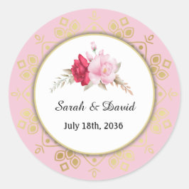 Dunkelrosa Rose Blush Gold Ringumschlag Runder Aufkleber