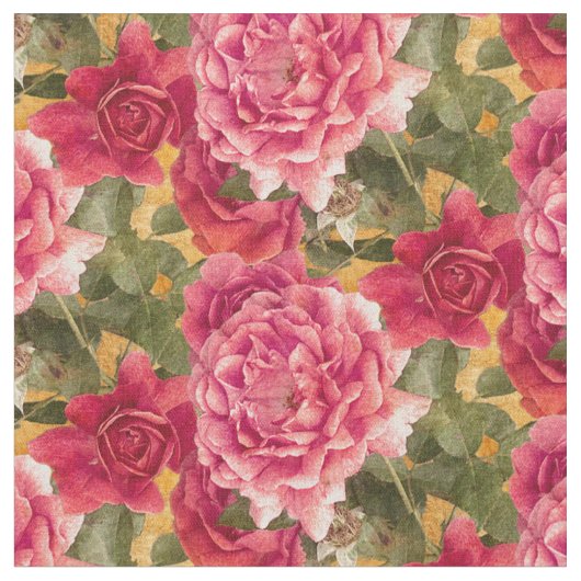 Dunkelrosa Rosen Blumenmuster Stoff (Nahaufnahme)