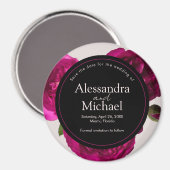 Dunkelrosa Rosen Romantische Save the Date Hochzei Magnet (Vorderseite/Rückseite)
