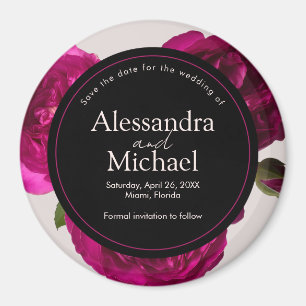 Dunkelrosa Rosen Romantische Save the Date Hochzei Magnet