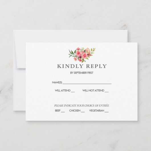 Dunkelrosa Roses Dusty Rose Wedding RSVP Invitati Einladung (Vorderseite)