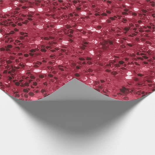 Dunkelrosa rote Magenta Imitate Glitzern Glitzer Geschenkpapier (Ecke)