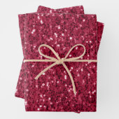 Dunkelrosa rote Magenta Imitate Glitzern Glitzer Geschenkpapier Set (Beispiel)