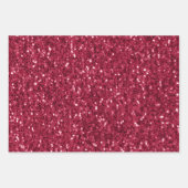 Dunkelrosa rote Magenta Imitate Glitzern Glitzer Geschenkpapier Set (Vorderseite)