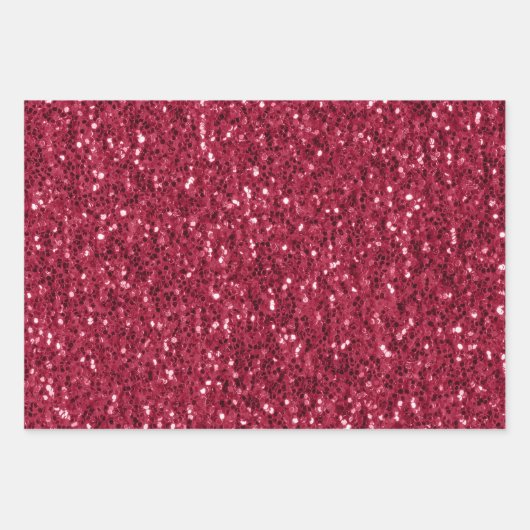 Dunkelrosa rote Magenta Imitate Glitzern Glitzer Geschenkpapier Set (Vorderseite)