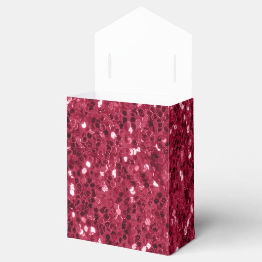 Dunkelrosa rote Magenta Imitate Glitzern Glitzer Geschenkschachtel (Geöffnet)