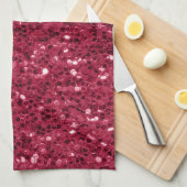 Dunkelrosa rote Magenta Imitate Glitzern Glitzer Geschirrtuch (Viertel Falte)