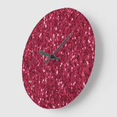 Dunkelrosa rote Magenta Imitate Glitzern Glitzer Große Wanduhr (Winkel)