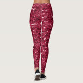 Dunkelrosa rote Magenta Imitate Glitzern Glitzer Leggings (Rückseite)