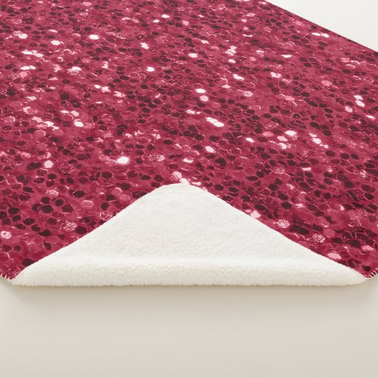 Dunkelrosa rote Magenta Imitate Glitzern Glitzer Sherpadecke (3/4)