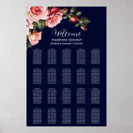Dunkelrosa rote Rosen Hochzeitskarte Poster