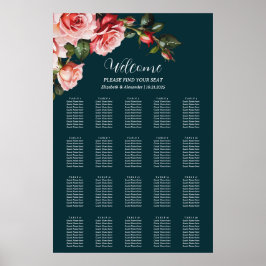 Dunkelrosa rote Rosen Hochzeitskarte Poster
