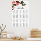 Dunkelrosa rote Rosen Hochzeitskarte Poster (Küche)