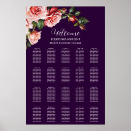 Dunkelrosa rote Rosen Hochzeitskarte Poster