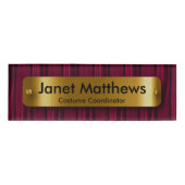 Dunkelrosa Satin-Band mit Gold-Label-Plakat Namenschild (Vorderseite)